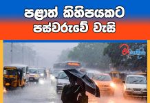 පළාත් කිහිපයකට පස්වරුවේ වැසි